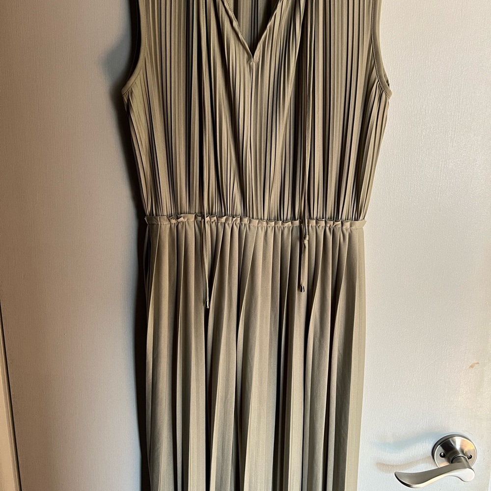 Pleated Dress- very light green sage/pistachio